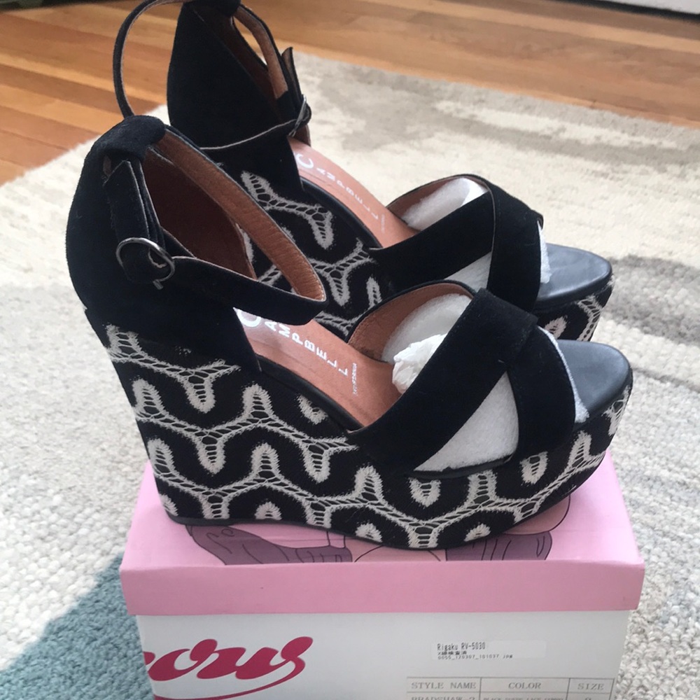 Black Suede Lace Platform Wedges Jeffrey Campbell